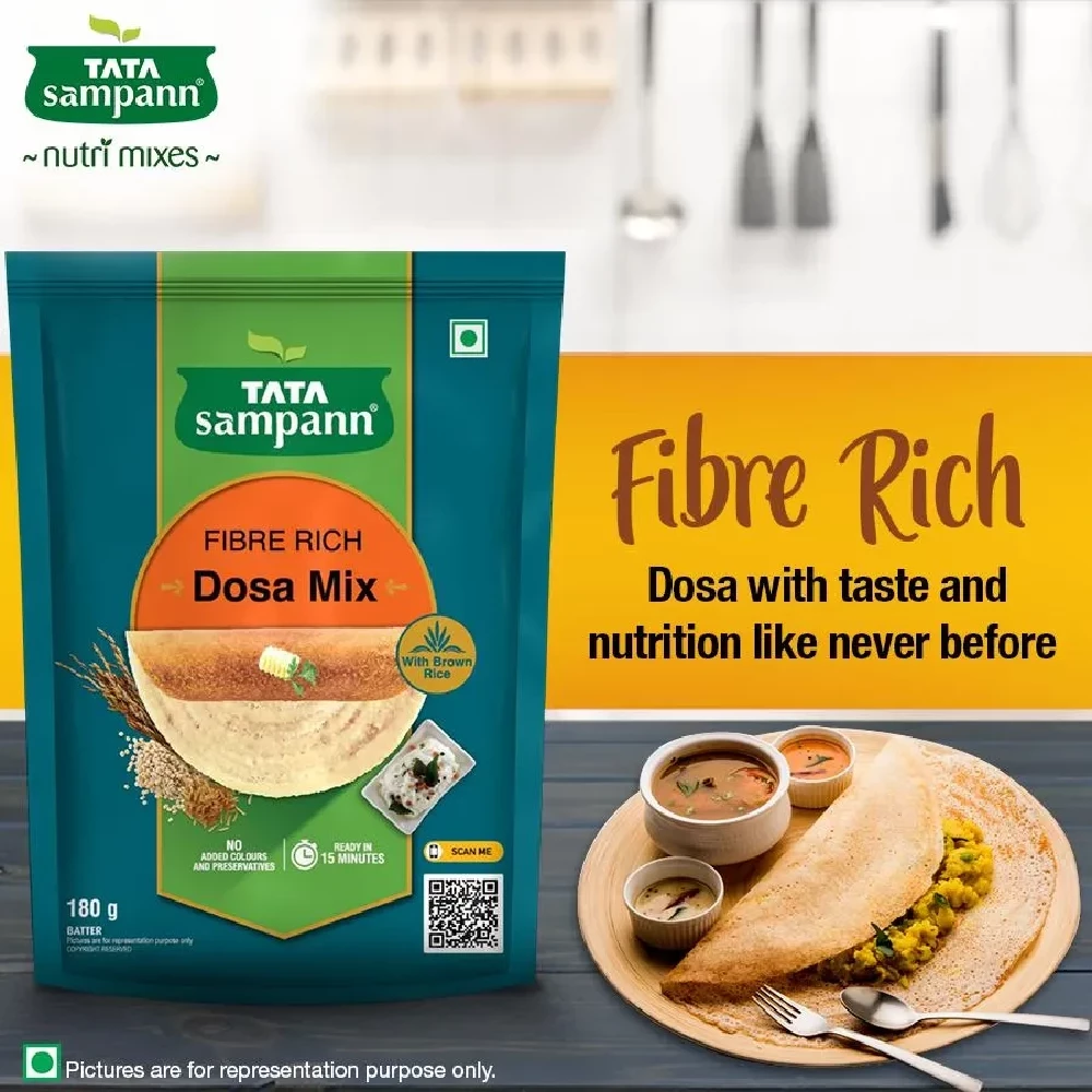 Tata Sampann Fibre Rich Dosa Mix - Instant Ready To Cook, 180 g-10.webp